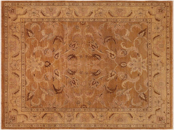 handmade Traditional Antique Brown Gold Hand Knotted RECTANGLE 100% WOOL area rug 8x9
